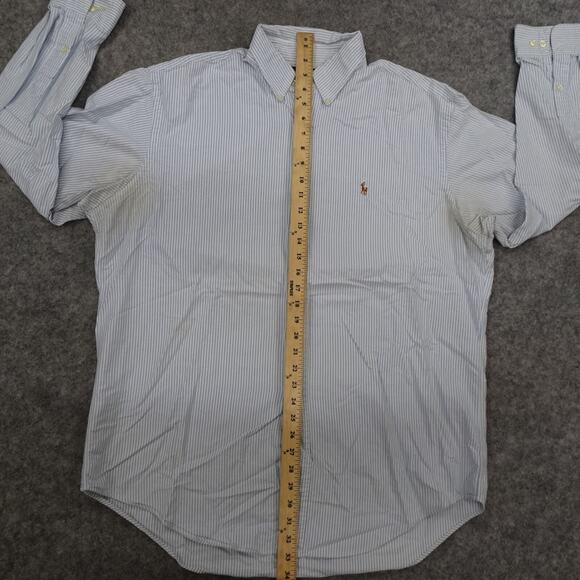 Vintage Polo Ralph Lauren Button Up Shirt Mens 16.5 34 Blue Regular Fit Striped - Picture 5 of 13